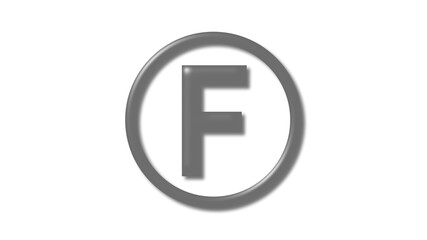 Amazing gray shiny F 3d letter logo on white background, 3d letter logo