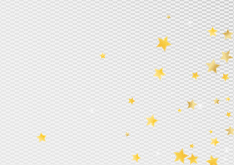 Gold Falling Stars Vector Transparent Background. 