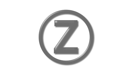 Amazing gray shiny Z 3d letter logo on white background, 3d letter logo