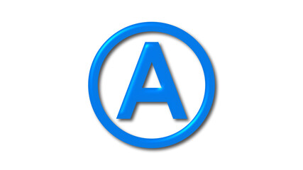 Aqua color A shiny 3d letter logo icon on white background, 3d letter logo