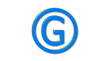 Aqua color G shiny 3d letter logo icon on white background, 3d letter logo