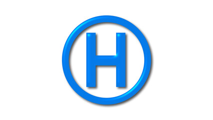Aqua color H shiny 3d letter logo icon on white background, 3d letter logo