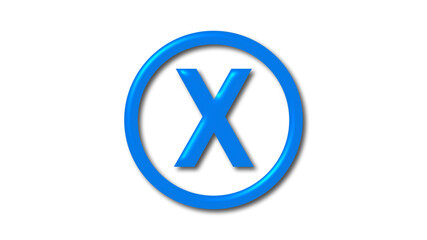 Aqua color X shiny 3d letter logo icon on white background, 3d letter logo