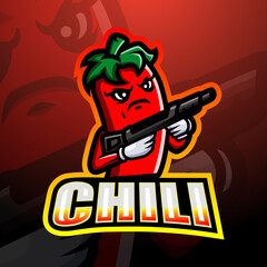 Chili gunner mascot esport logo design