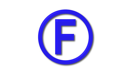Amazing blue shiny F 3d letter logo icon on white background
