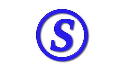 Amazing blue shiny S 3d letter logo icon on white background