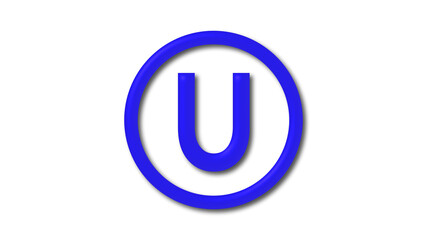 Amazing blue color U 3d letter logo on white background