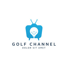 television and golf negative space logo design