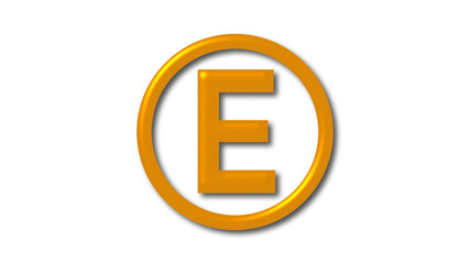 New E 3d logo on white background, 3d shiny logo