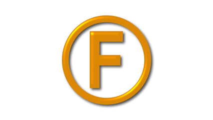 New brown shiny F 3d letter logo on white background, Shiny logo