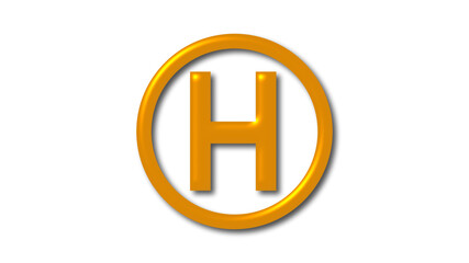 Amazing brown shiny H 3d letter logo on white background