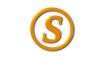 Amazing brown shiny S 3d letter logo on white background