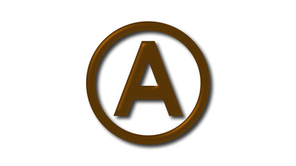 Amazing brown dark A 3d letter logo on white background, A icon