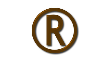 Amazing brown dark shiny R 3d letter logo on white background, 3d letter logo