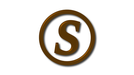 Amazing brown dark shiny S 3d letter logo on white background, Letter logo