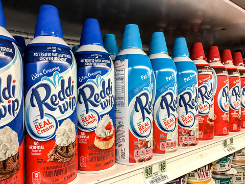 Reddi Wip Whipped Cream For Sale In A Supermarket.