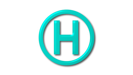 Obraz premium Cyan H 3d letter logo on white background, H 3d letter logo