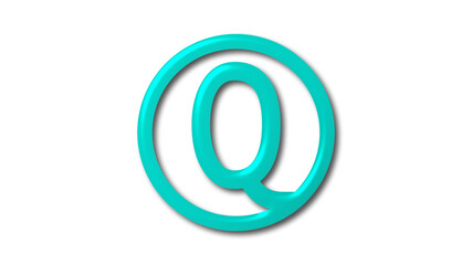 New cyan shiny Q 3d letter logo on white background, Q 3d logo