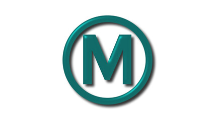 New cyan dark M 3d letter logo on white background, 3d shiny logo