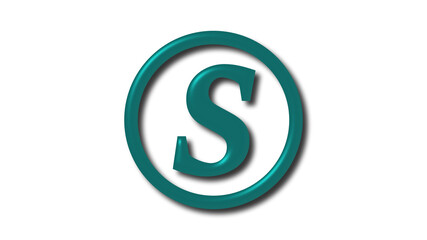 Amazing cyan dark S 3d letter logo on white background, 3d shiny logo