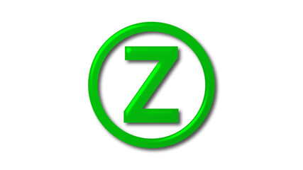 New green shiny 3d Z letter logo on white background, 3d letter logo