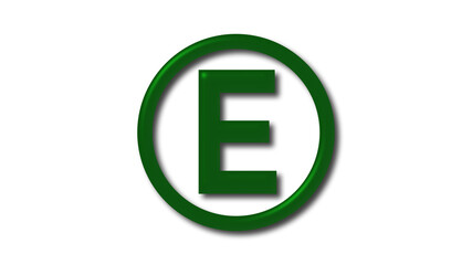 New green dark E 3d letter logo on white background, 3d logo