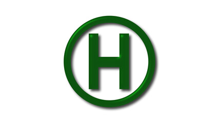 New green dark H 3d letter logo on white background, 3d letter logo