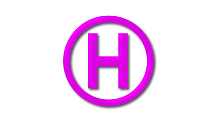 New pink shiny H 3d letter logo on white background, 3d letter logo