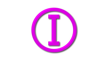 Best pink shiny I 3d letter logo on white background