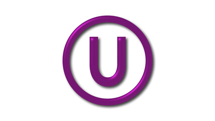 New pink dark U 3d letter logo on white background, 3d letter logo
