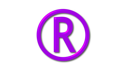 Amazing purple shiny R 3d letter logo on white background, letter logo
