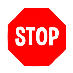 Stop sign, cartoon style, isolated vector illustration.  Design for stickers, logo, web and mobile app.