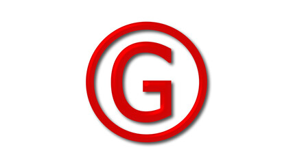 Red shiny G 3d letter logo on white background, 3d letter logo