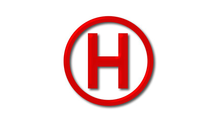 Fototapeta premium Red shiny H 3d letter logo on white background, 3d letter logo