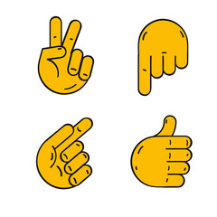 Different hands icons set. Isolated vector illustration. Design for stickers, logo, web and mobile app.
