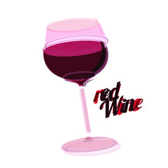 Red wine glass poster. Design for stickers, logo, web and mobile app. Isolated vector illustration. 