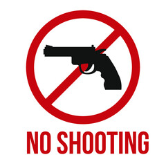 No shooting icon, gun silhouette. Simple isolated vector illustration. Design for stickers, logo, web and mobile app.