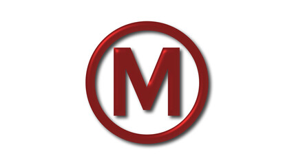Amazing red dark M 3d letter logo on white background, 3d logo