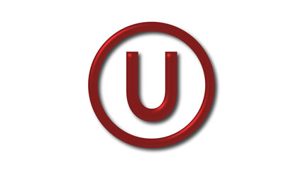 Amazing red dark U 3d letter logo on white background,3d letter logo