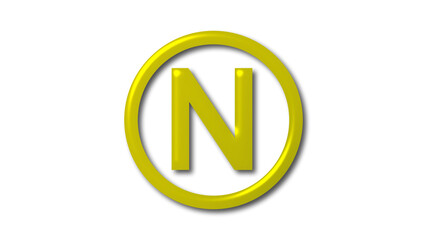New yellow shiny 3d letter logo on white background, 3d letter logo