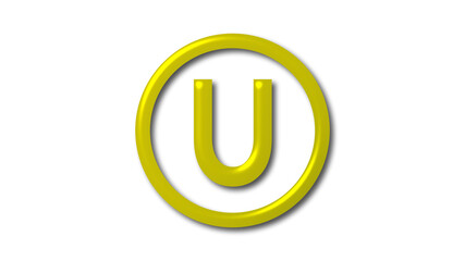 U 3d shiny logo on white background, U 3d letter logo