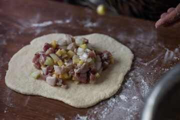 woman cooking traditional tatarian dish echpochmak © DAWT_PHOTO