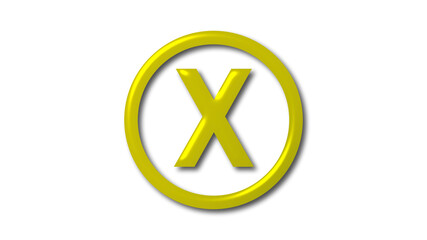 Obraz premium New yellow shiny 3d x logo on white background, Letter 3d logo