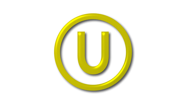 U 3d shiny logo on white background, U 3d letter logo