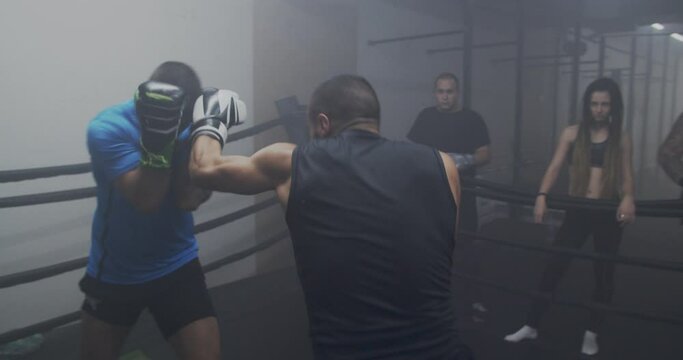 Friends having a spar