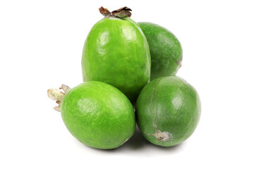 Feijoa fruits isolated on a white background. Tropical fruits
