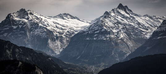 Wonderful panoramic view over the Swiss Alps - travel photography