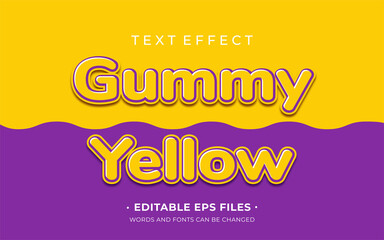 Yellow text effect. Editable text effect with purple and yellow color.