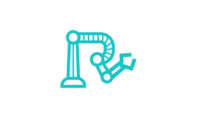 Creative Illustration Logo Design. Combination Initial Letter R and Robotics Mechanic Concept.