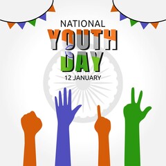 National Youth Day in India Vector Illustration. Suitable for greeting card poster and banner